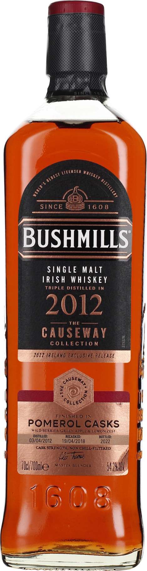 Product afbeelding: Bushmills 2012 Pomerol Cask Finish Causeway Collection